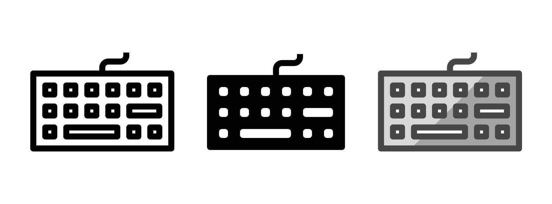 de múltiples fines teclado vector icono en describir, glifo, lleno contorno estilo