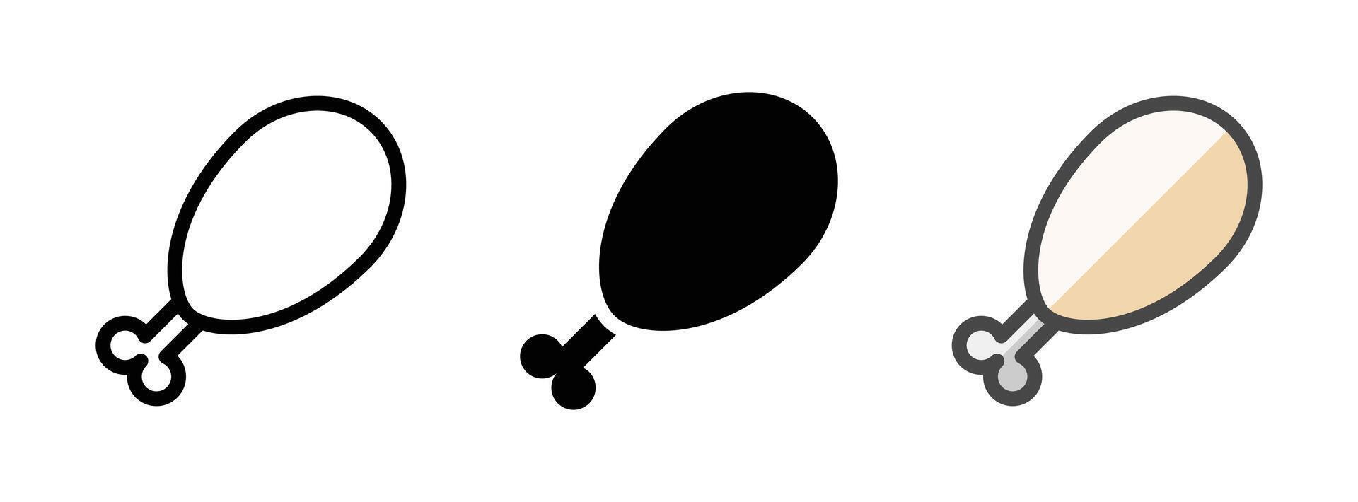 Multipurpose Fried Chicken Vector Icon in Outline, Glyph, Filled Outline Style
