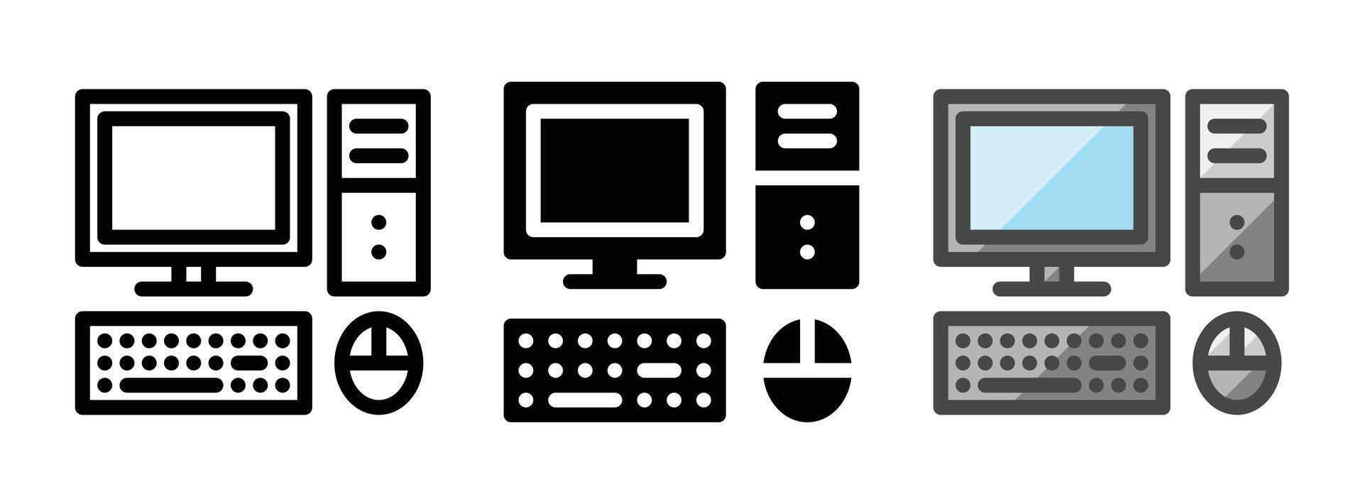 Multipurpose Computer Set Vector Icon in Outline, Glyph, Filled Outline Style