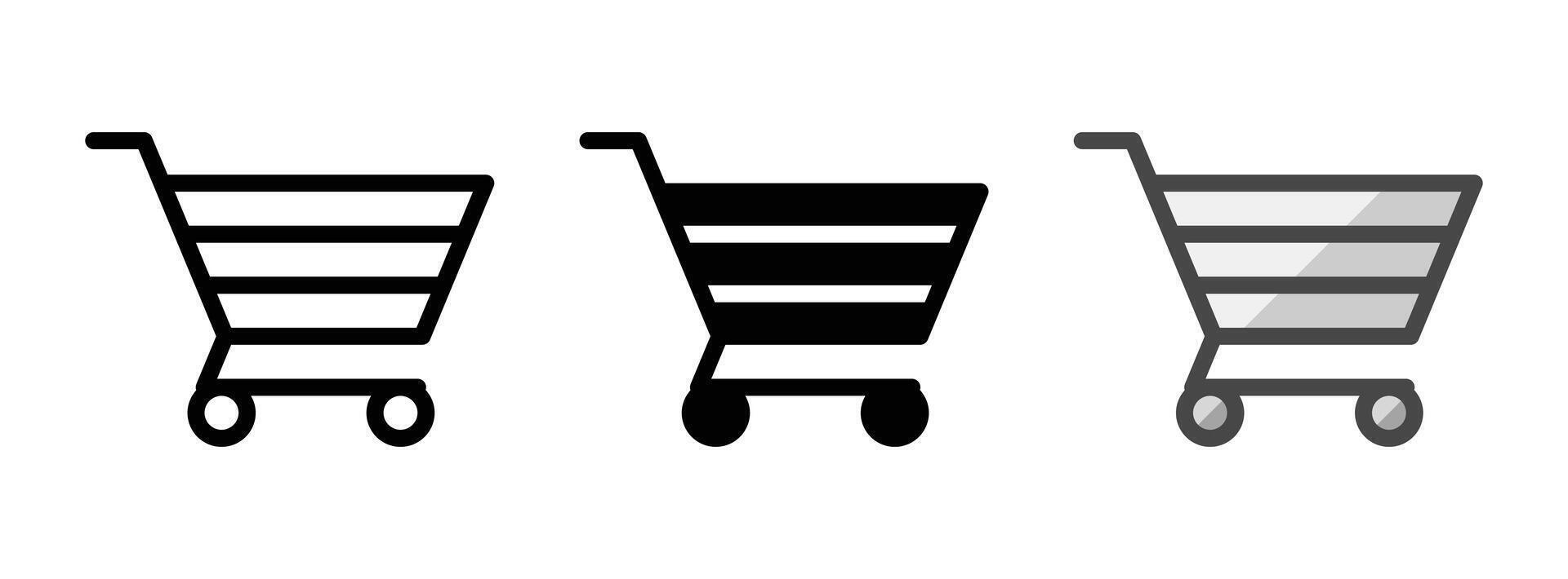 Multipurpose Shopping Cart Vector Icon in Outline, Glyph, Filled Outline Style