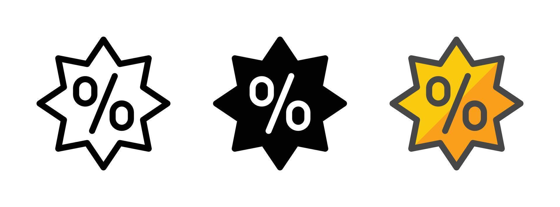 Multipurpose Percent Vector Icon in Outline, Glyph, Filled Outline Style