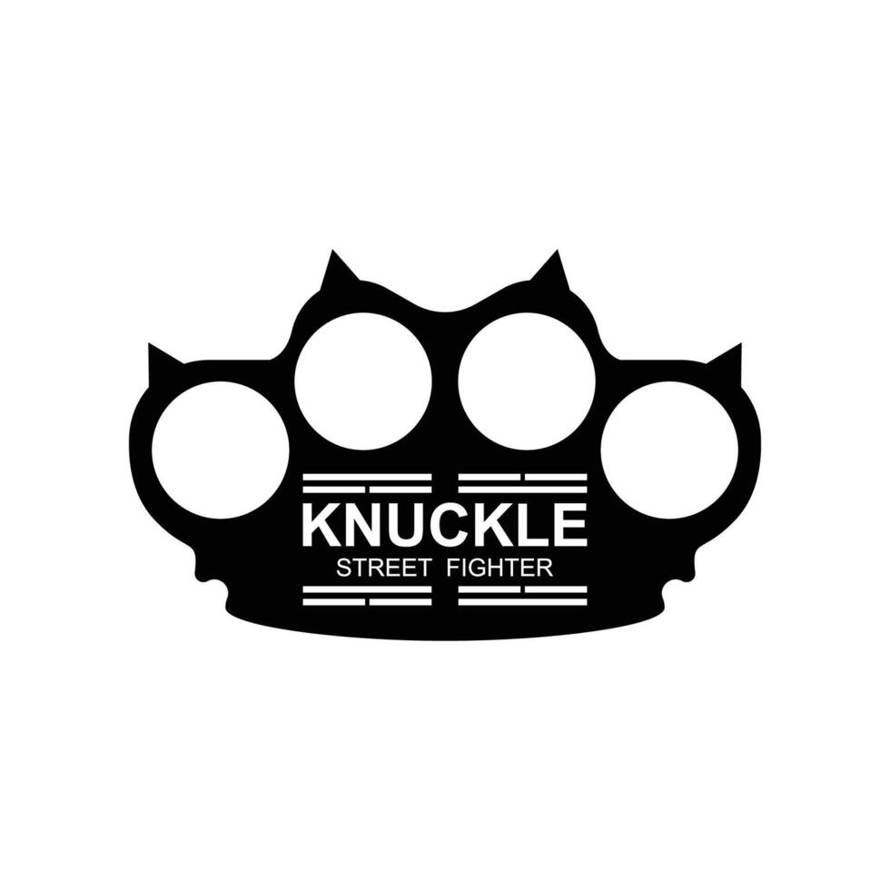 Steel brass knuckles logo vector. Gangster, thug, bandit symbol icon. This logo is perfect for a brand that seeks a playful but musculine feel. vector