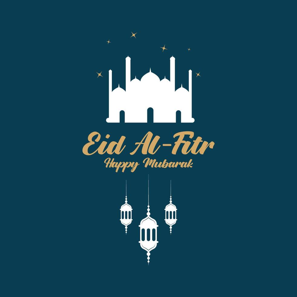 eid Alabama fitr Mubarak logo diseño con el concepto de linternas y mezquitas logo para saludos, amistad, musulmanes y celebracion vector