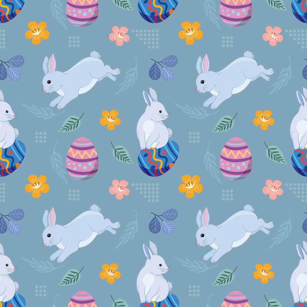 Bunny with Easter egg seamless pattern vector