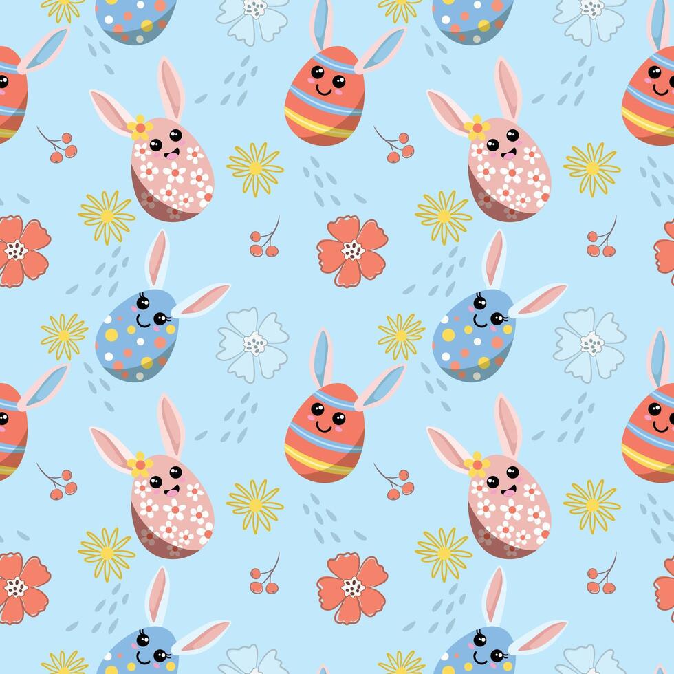 Bunny with Easter egg seamless pattern vector