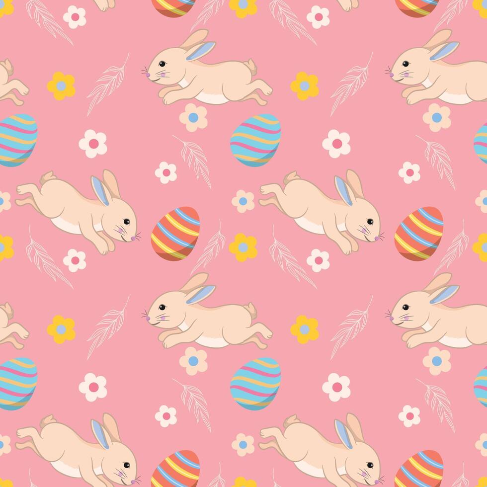 Bunny with Easter egg seamless pattern vector