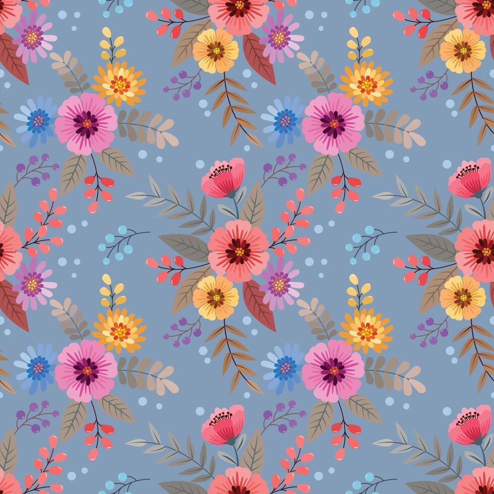 Colorful flowers design seamless pattern vector