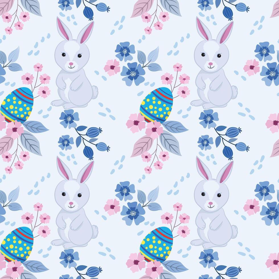 Bunny with Easter egg seamless pattern vector