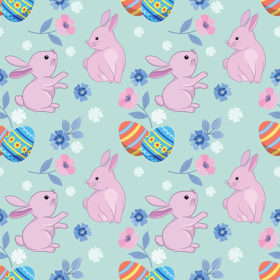 Bunny with Easter egg seamless pattern vector