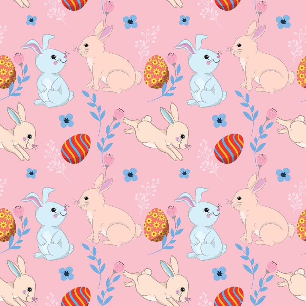 Bunny with Easter egg seamless pattern vector
