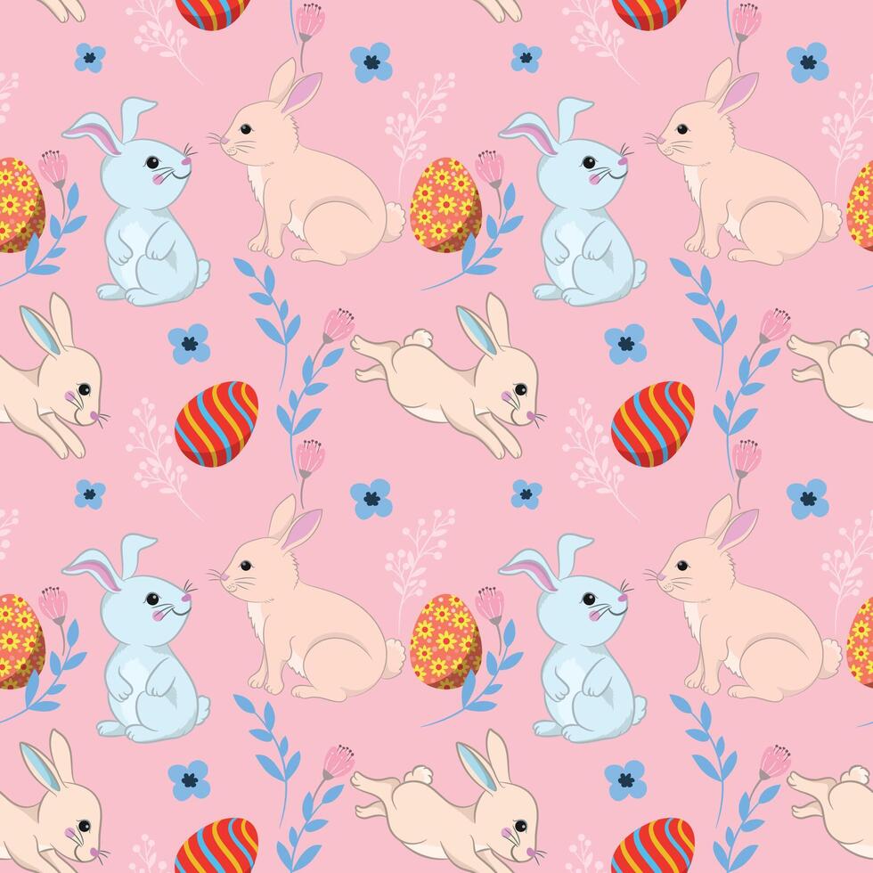 Bunny with Easter egg seamless pattern vector