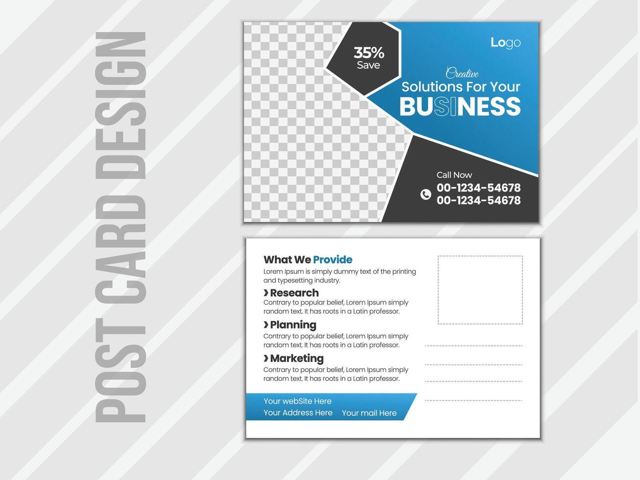 Corporate business postcard design template vector