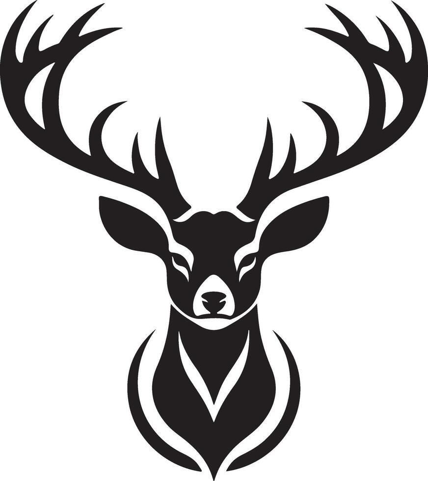 Silhouette Deer Head. Reindeer Face Vector Illustration