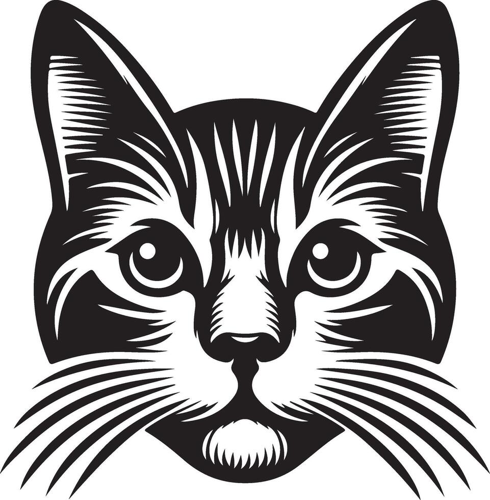 Cute cat face vector illustration, Vector of a cat face design on white background