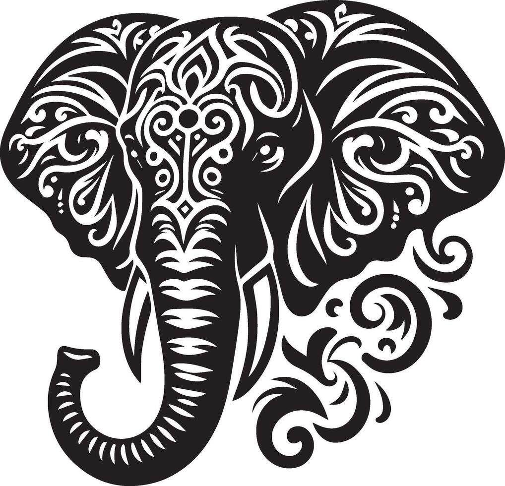 Vector illustration of head elephant with beautiful ornamental elephant pattern