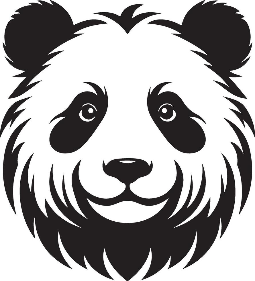 panda cabeza negro y blanco ilustración vector icono