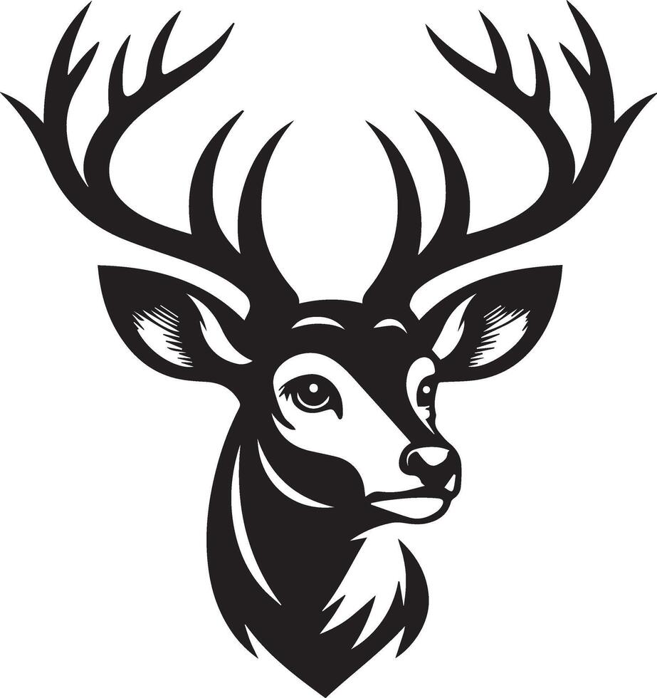 Deer head vector isolated, Deer face vector illustration, Hunting logo, Wild animal