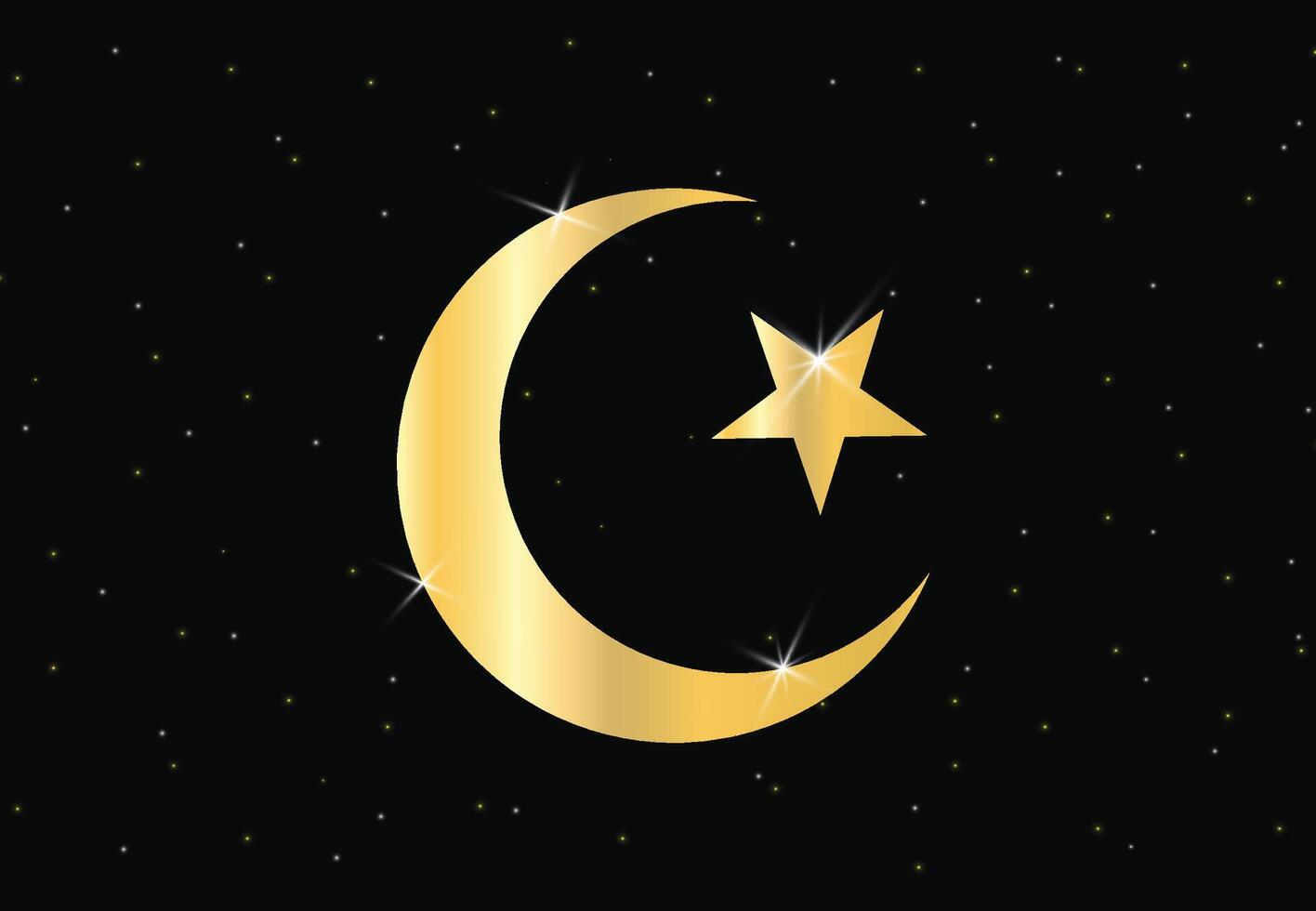 el estrella y creciente Luna símbolo de islam islámico icono para mezquita o ramadhan bandera vector
