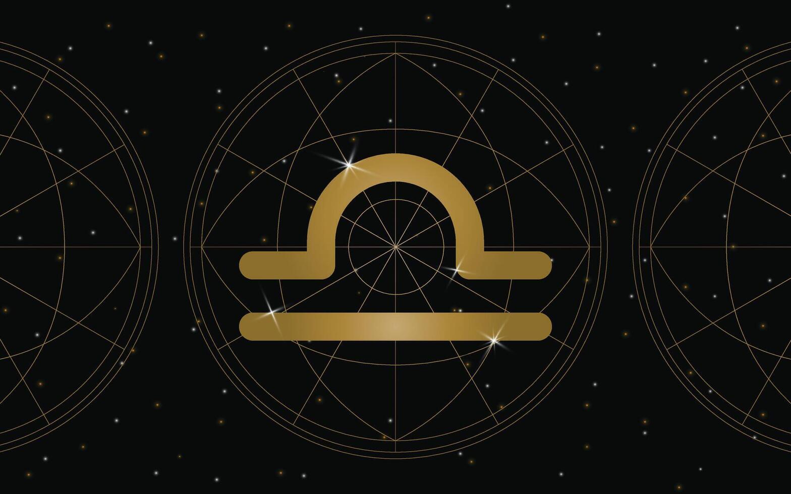 Libra Horoscope Symbol, Astrology Icon, Libra is the seventh astrological sign in the zodiac. with stars and galaxy background vector