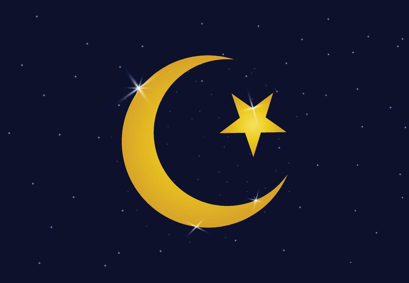 el estrella y creciente Luna símbolo de islam islámico icono para mezquita o ramadhan bandera vector