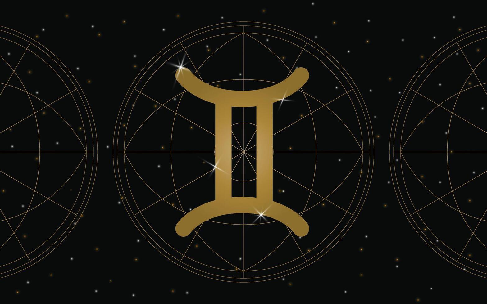 Gemini Horoscope Symbol, Astrology Icon, Gemini is the third astrological sign in the zodiac. Under the tropical zodiac. with stars and galaxy background vector