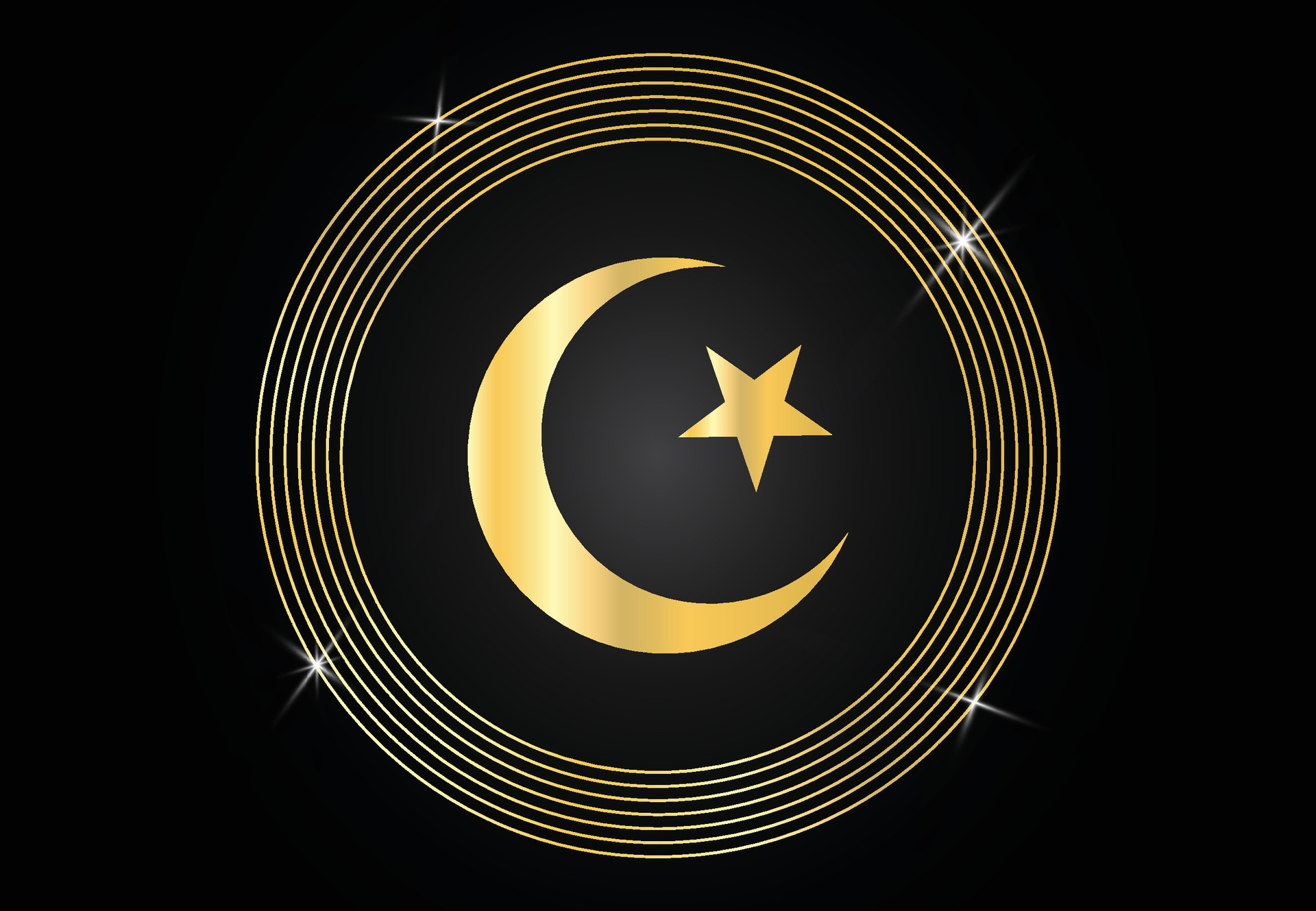 The star and crescent moon symbol of islam islamic icon for mosque or The star and crescent moon symbol of islam islamic icon for mosque or