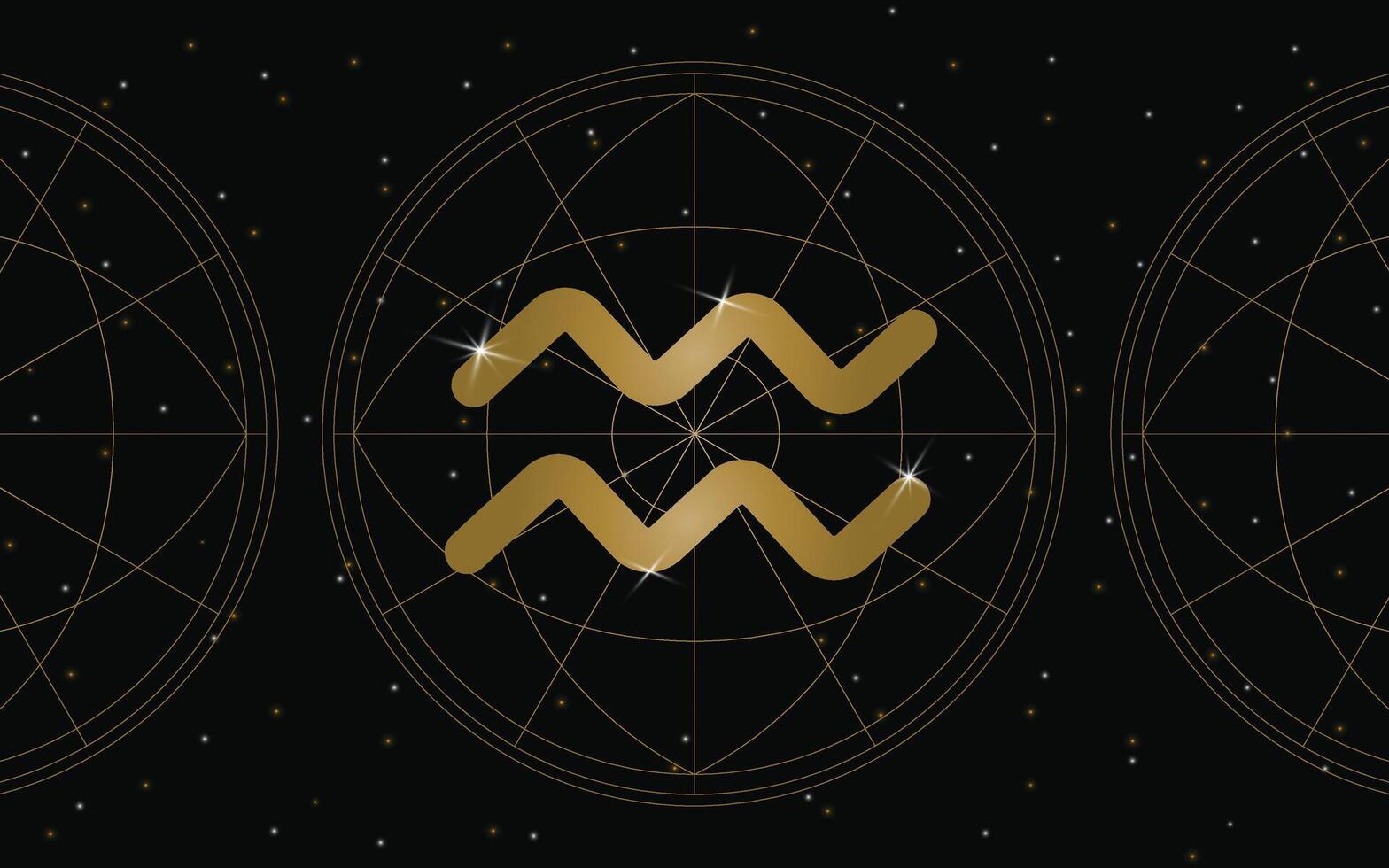 Aquarius Horoscope Symbol, Astrology Icon, Aquarius is the eleventh astrological sign in the zodiac. with stars and galaxy background vector
