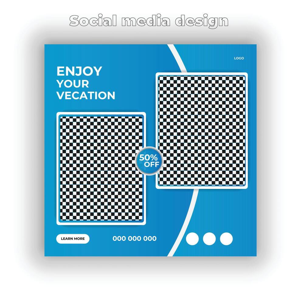 Travel advertising social media post or square web banner template vector