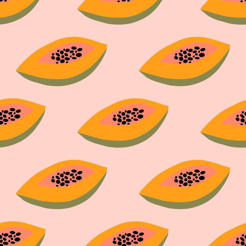 sin costura modelo con dibujado a mano papaya. vector de moda diseño.