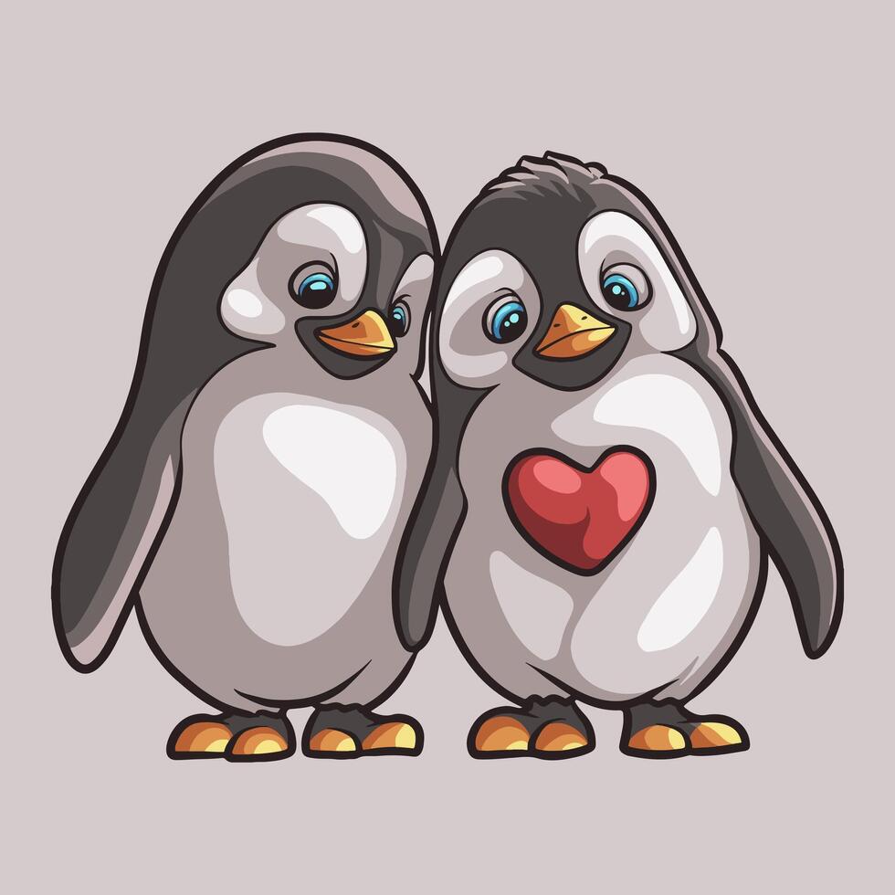 pingüino amor mascota genial ilustración para tu marca negocio vector