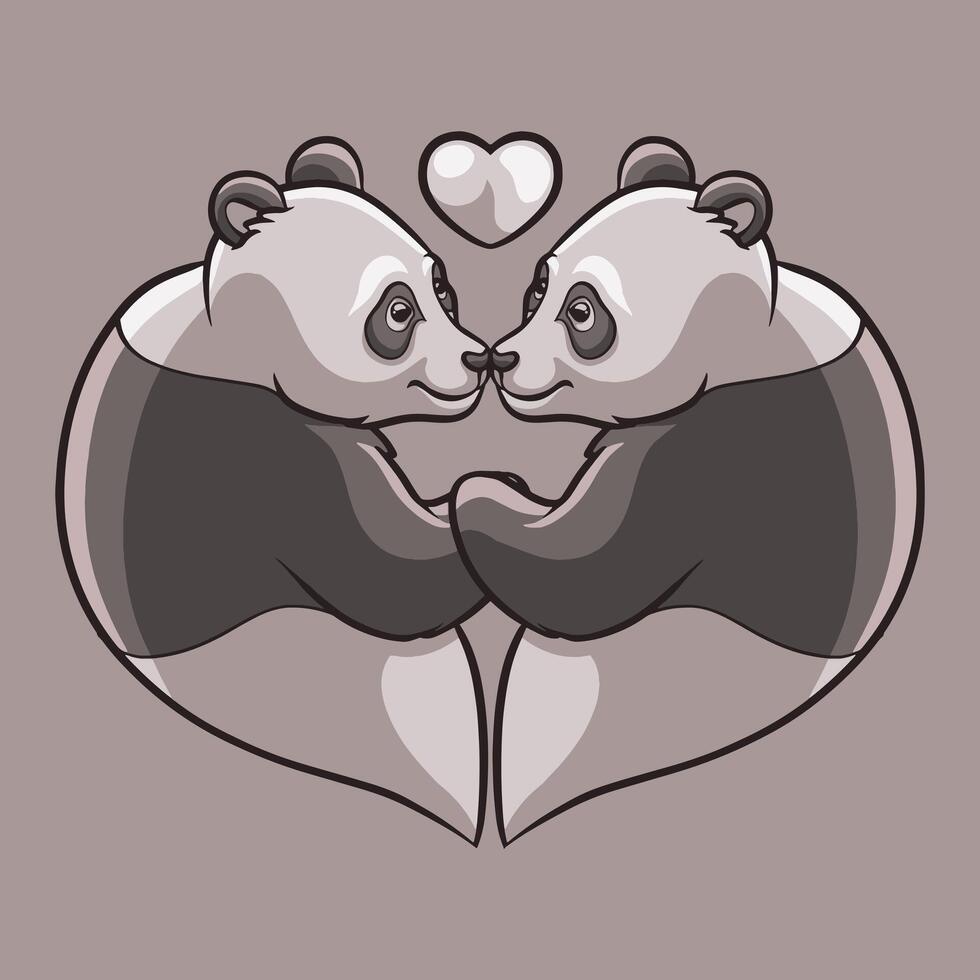 Panda Love mascot great illustration for your branding business vector