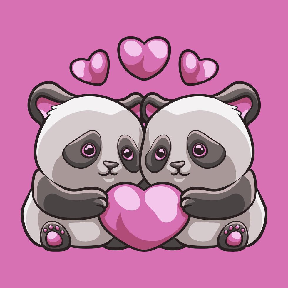 panda amor mascota genial ilustración para tu marca negocio vector