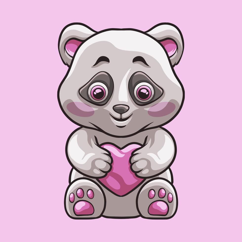 Panda Love mascot great illustration for your branding business vector