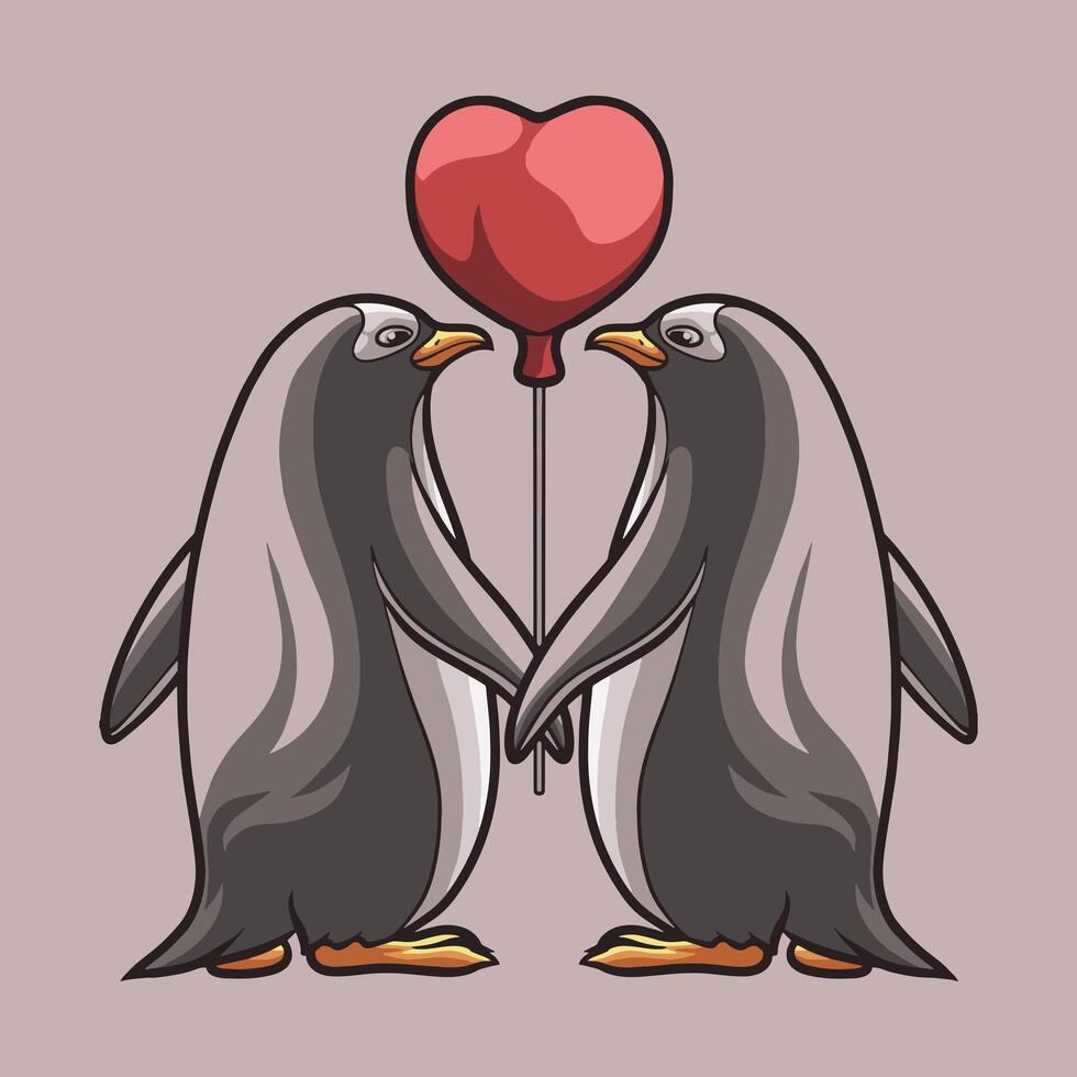 Penguin Love mascot great illustration for your branding business vector