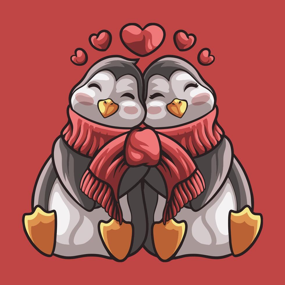 Penguin Love mascot great illustration for your branding business vector