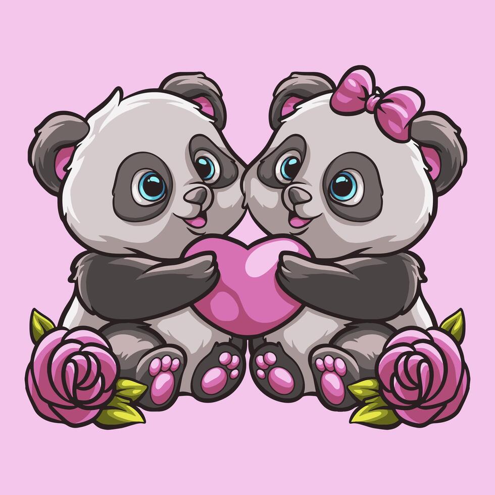Panda Love mascot great illustration for your branding business vector