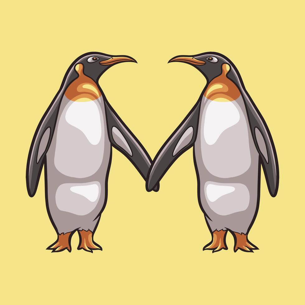 pingüino amor mascota genial ilustración para tu marca negocio vector