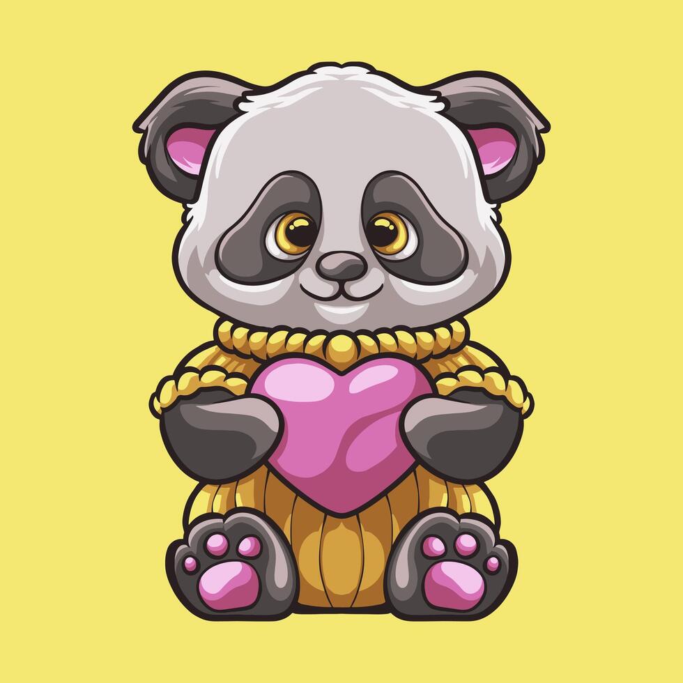 panda amor mascota genial ilustración para tu marca negocio vector