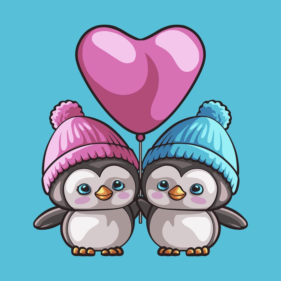 Penguin Love mascot great illustration for your branding business vector