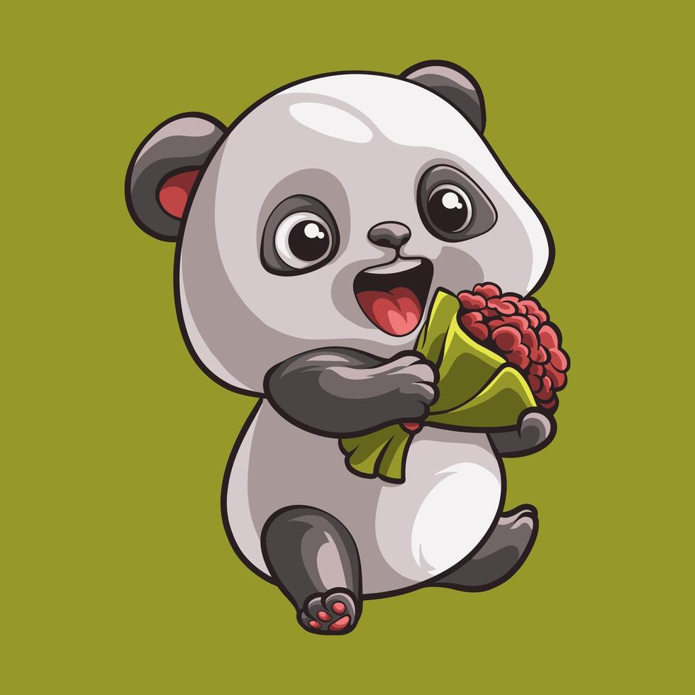 panda amor mascota genial ilustración para tu marca negocio vector