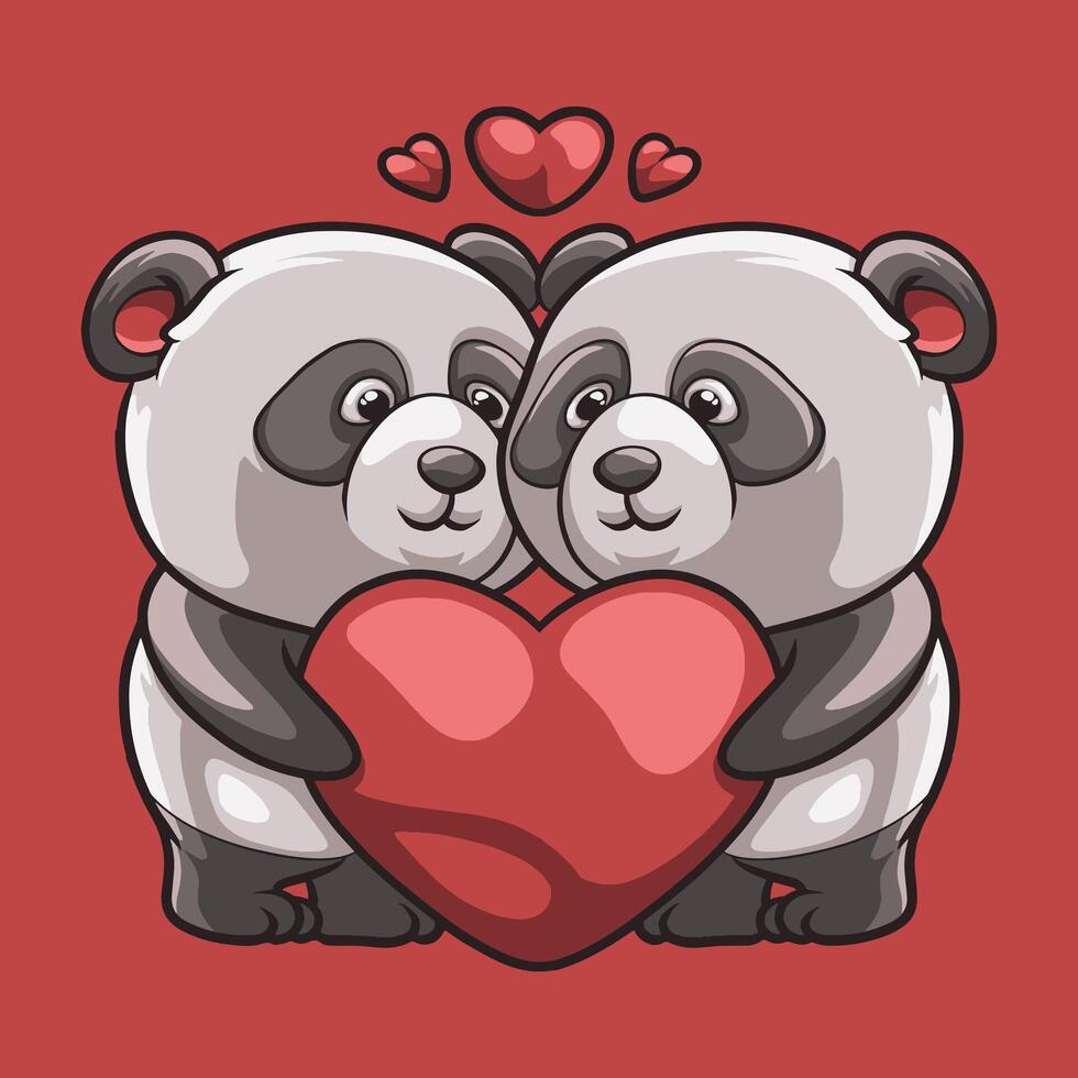 Panda Love mascot great illustration for your branding business vector