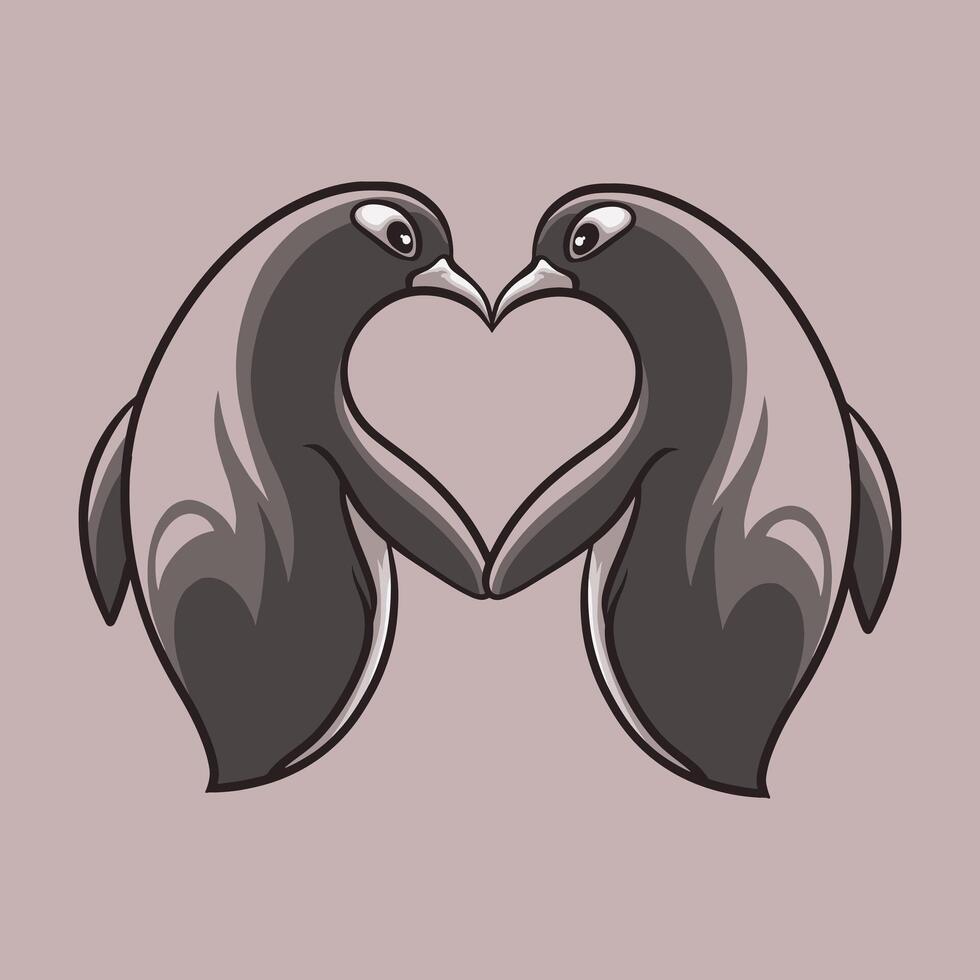 Penguin Love mascot great illustration for your branding business vector