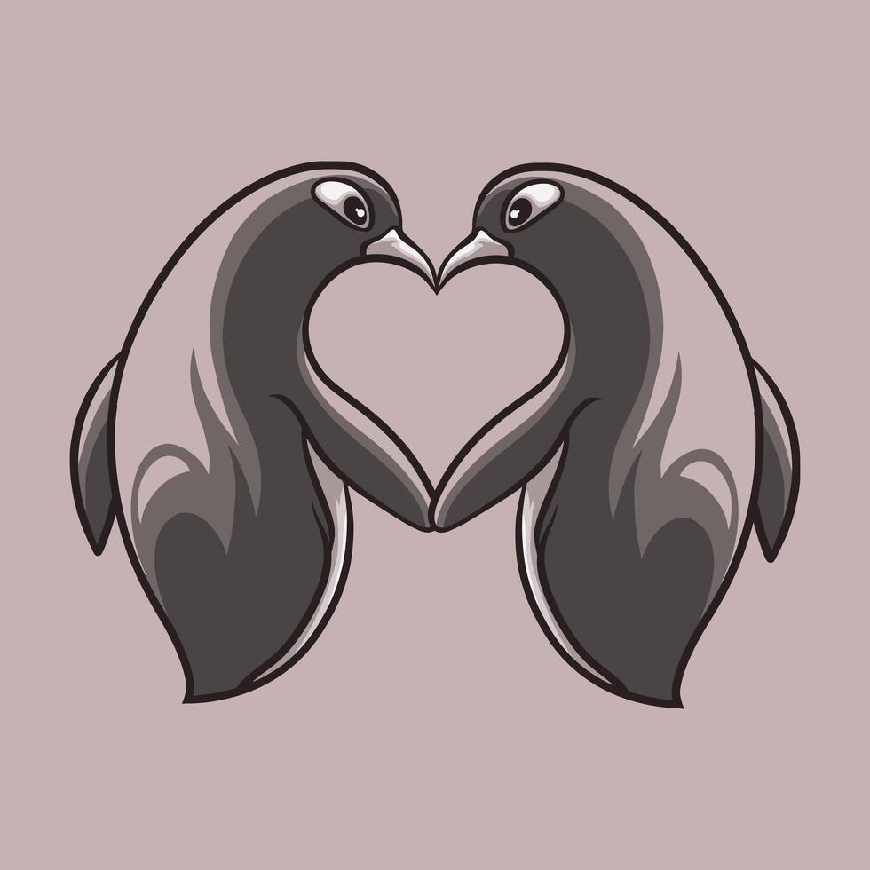 Penguin Love mascot great illustration for your branding business vector