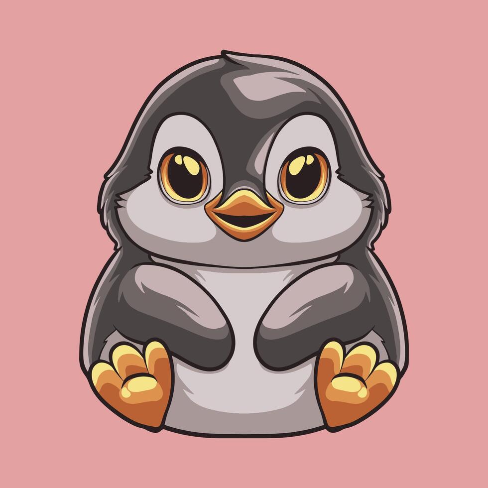 pingüino amor mascota genial ilustración para tu marca negocio vector