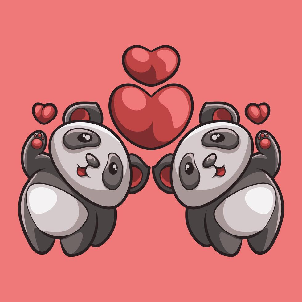 panda amor mascota genial ilustración para tu marca negocio vector