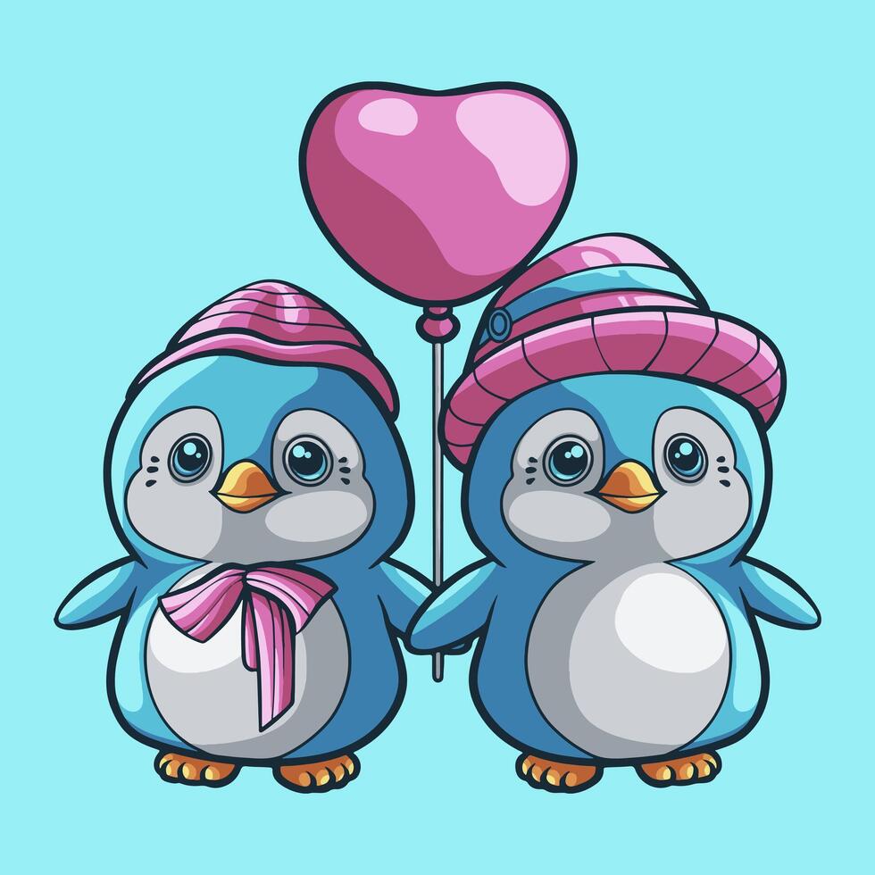 Penguin Love mascot great illustration for your branding business vector