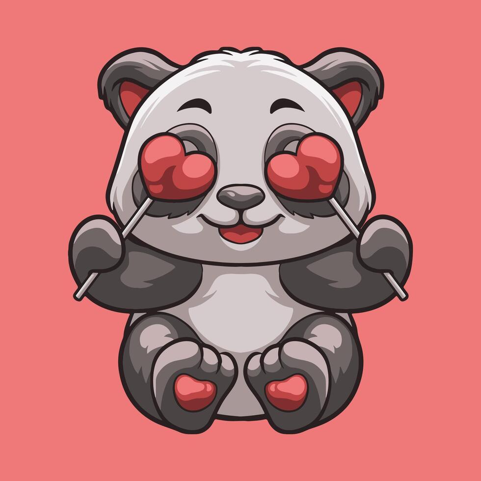 panda amor mascota genial ilustración para tu marca negocio vector