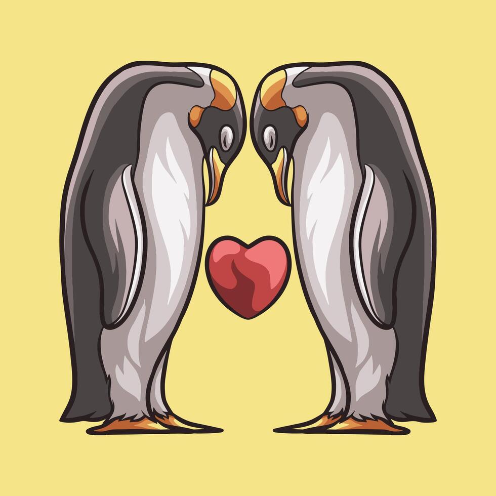 Penguin Love mascot great illustration for your branding business vector