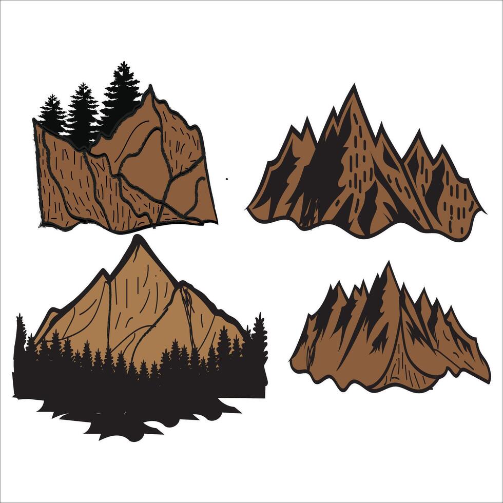 Mountains bundle art Natural Mountains File, Silhouette Mountain vector