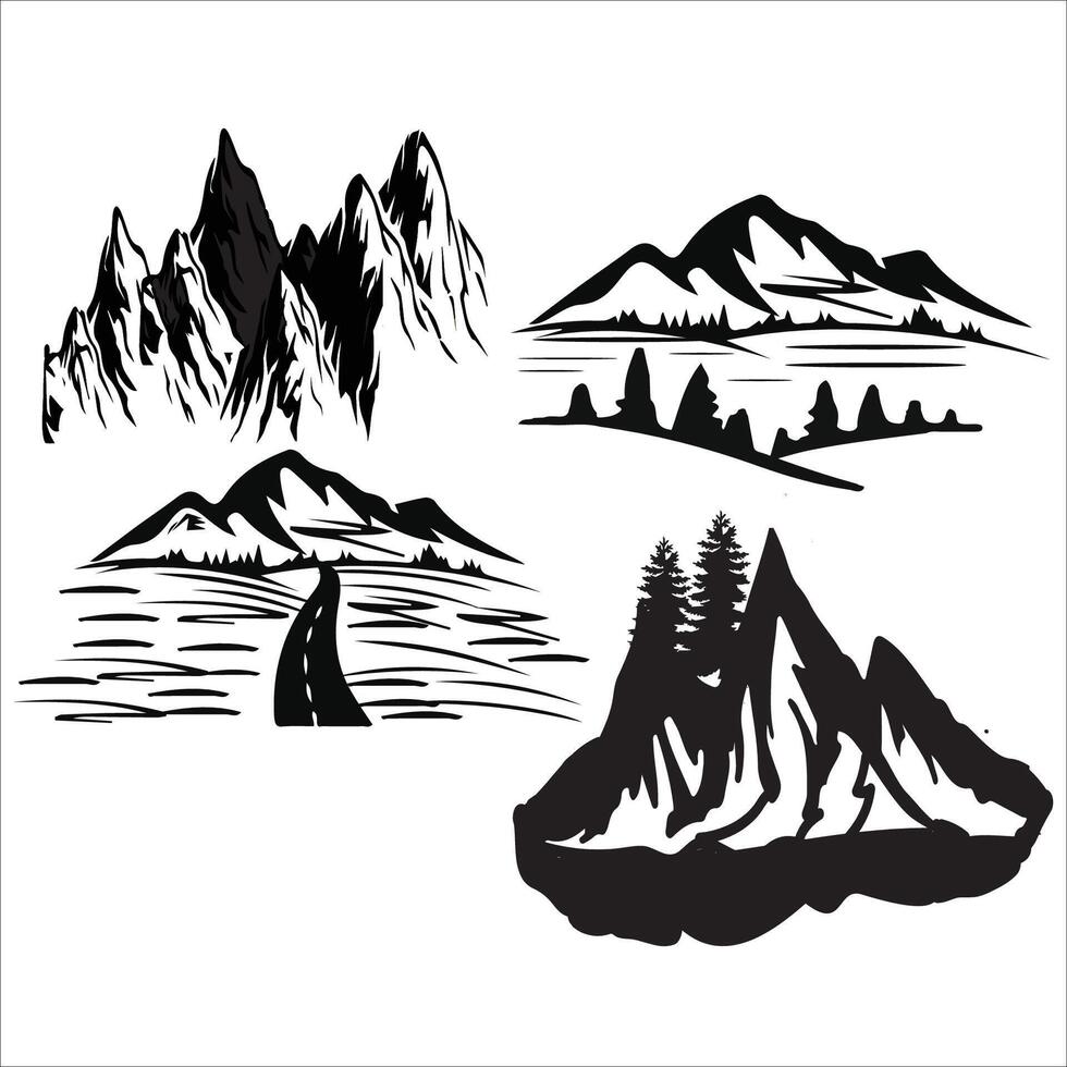 Mountains bundle Natural Mountains File, Silhouette Mountain vector